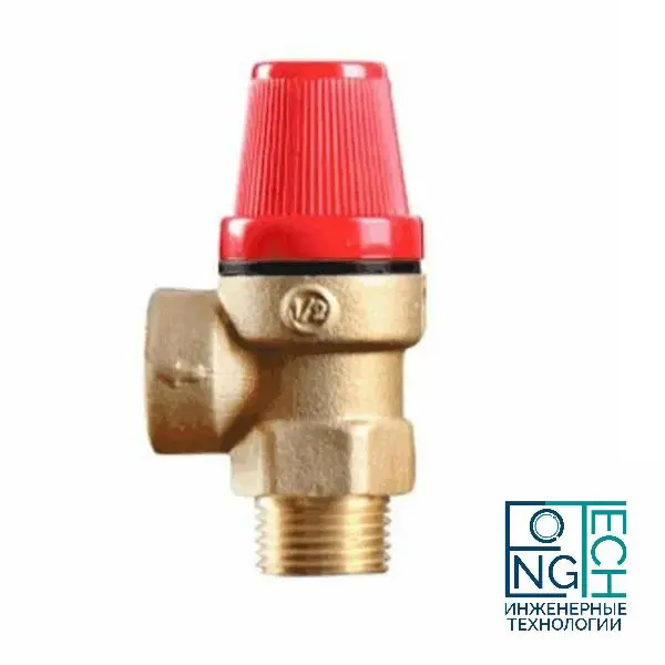 Клапан предохранительный угловой латунь Ду 15х15 Ру16 НР/ВР G1/2"хG1/2" Рср=6бар Benarmo Клапан предохранительный угловой латунь Ду 15х15 Ру16 НР/ВР G1/2"хG1/2" Рср=6бар Benarmo