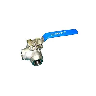 Шаровые краны трехходовые нержавеющие из стали AISI316 (CF8M) ABRA-BV15 DN8-80 PN40 резьба/резьба c ISO верхним фланцем, с рукояткой, T-порт и L- порт Шаровые краны трехходовые нержавеющие из стали AISI316 (CF8M) ABRA-BV15 DN8-80 PN40 резьба/резьба c ISO верхним фланцем, с рукояткой, T-порт и L- порт