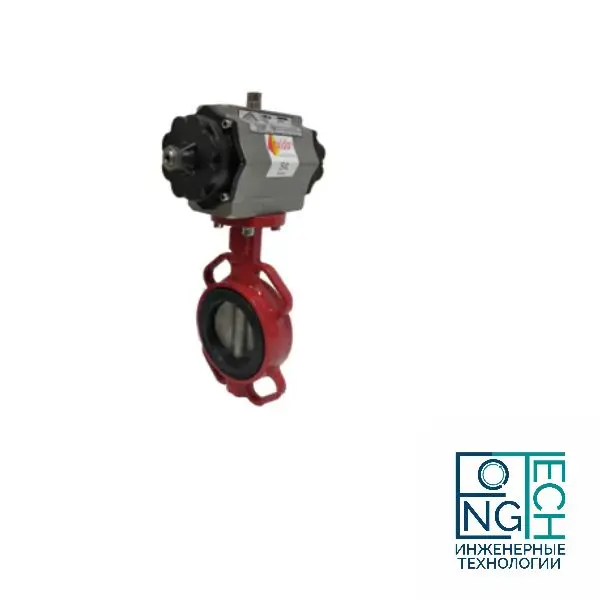 Затвор поворотный межфланцевый с пневмоприводом ABRA 866 двойного действия Quifer KP (-29°C...+80°C) Ду 32-300 Затвор поворотный межфланцевый с пневмоприводом ABRA 866 двойного действия Quifer KP (-29°C...+80°C) Ду 32-300