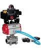 Кран шаровой DN.ru BV3232P(3pc)-FP-W-ISO-H Ду65 Ру25, полнопроходной под приварку, нержавеющая сталь SS316, уплотнение - PTFE, с пневмоприводом PA-DA-083 двойного действия, с пневмораспределителем 4V320-10 220В, с БКВ APL-410N EX Пермь