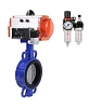 Затвор дисковый поворотный DN.ru WBV1132N-2W-Fb-H Ду80 Ру16, корпус - чугун GG25, диск - нержавеющая сталь 316L, уплотнение - NBR, с пневмоприводом DN.ru PA-SA-105 с возвратными пружинами, с пневмораспределителем 4V320-10 220В, с БПВ AFC2000 Пермь