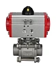 Кран шаровой DN.ru BV3232P(3pc)-FP-W-ISO-H Ду25 Ру63 полнопроходной двухходовой, нержавеющая сталь SS316, под приварку, уплотнение - PTFE, с пневмоприводом DN.ru PA-DA-52 двойного действия Пермь