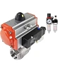 Кран шаровой DN.ru BV3232P(2pc)-FP-T-ISO-H Ду20 Ру63, полнопроходной внутреннняя резьба, нержавеющая сталь SS316, уплотнение - PTFE, с пневмоприводом PA-SA-052 с возвратными пружинами, с пневмораспределителем 4V320-10 220В, с БПВ AFC2000 Пермь