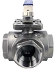 Кран шаровой DN.RU BV3232P(4pc)-SP-3WL-T-ISO-H Ду80 Ру40, 3-ходовой L-тип стандартнопроходной, внутренняя резьба, уплотнение - PTFE, материал корпуса - нержавеющая сталь SS316 с ISO фланцем и рукояткой Пермь