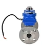 Кран шаровой DN.ru BV3232P(3pc)-FP-F-ISO-H Ду20 Ру40 трехсоставной из нержавеющей стали SS316, фланцевый, уплотнение - PTFE, полнопроходной с электроприводом DN.ru QT-N-003EM-O1-12VDC-У1 blue Пермь