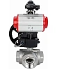 Кран шаровой DN.ru BV3232P(4pc)-SP-3WL-T-ISO-H Ду10 Ру63 стандартнопроходной трехходовой L-тип, нерж. сталь SS316, внутренняя резьба, уплотнение - PTFE, с пневмоприводом PA-DA-065, БКВ APL-210N и ручным дублером MON1-250-T26-ISO Пермь