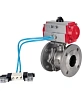 Кран шаровой DN.ru BV3232P(2pc)-FP-F-ISO-H Ду150 Ру16, 27х27, полнопроходной фланцевый, нержавеющая сталь SS316, уплотнение - PTFE, с пневмоприводом PA-SA-210 с возвратными пружинами, с пневмораспределителем 4V320-08 220В Пермь