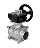 Кран шаровой DN.ru BV3232P(3pc)-FP-W-ISO-H Ду15 Ру63 полнопроходной двухходовой, нержавеющая сталь SS316, под приварку, уплотнение - PTFE, с ISO фланцем и редуктором DN.ru HGB RQN1-180Z с индикатором положения Пермь