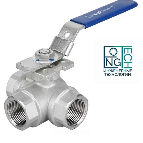 Кран шаровый нержавеющий BP полнопроходной 3-ходовой т-образный Benarmo Кран шаровый нержавеющий BP полнопроходной 3-ходовой т-образный Benarmo Пермь