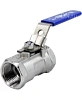 Кран шаровой DN.ru BV3232P-SP-T-H Ду25 Ру63 стандартнопроходной двухходовой, нержавеющая сталь SS316, внутренняя резьба, уплотнение - PTFE, ручка-рычаг Пермь